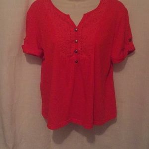 Croft & Barrow red top with lace front panel.